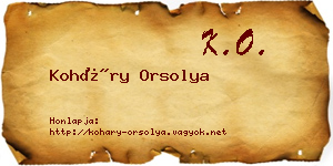 Koháry Orsolya névjegykártya